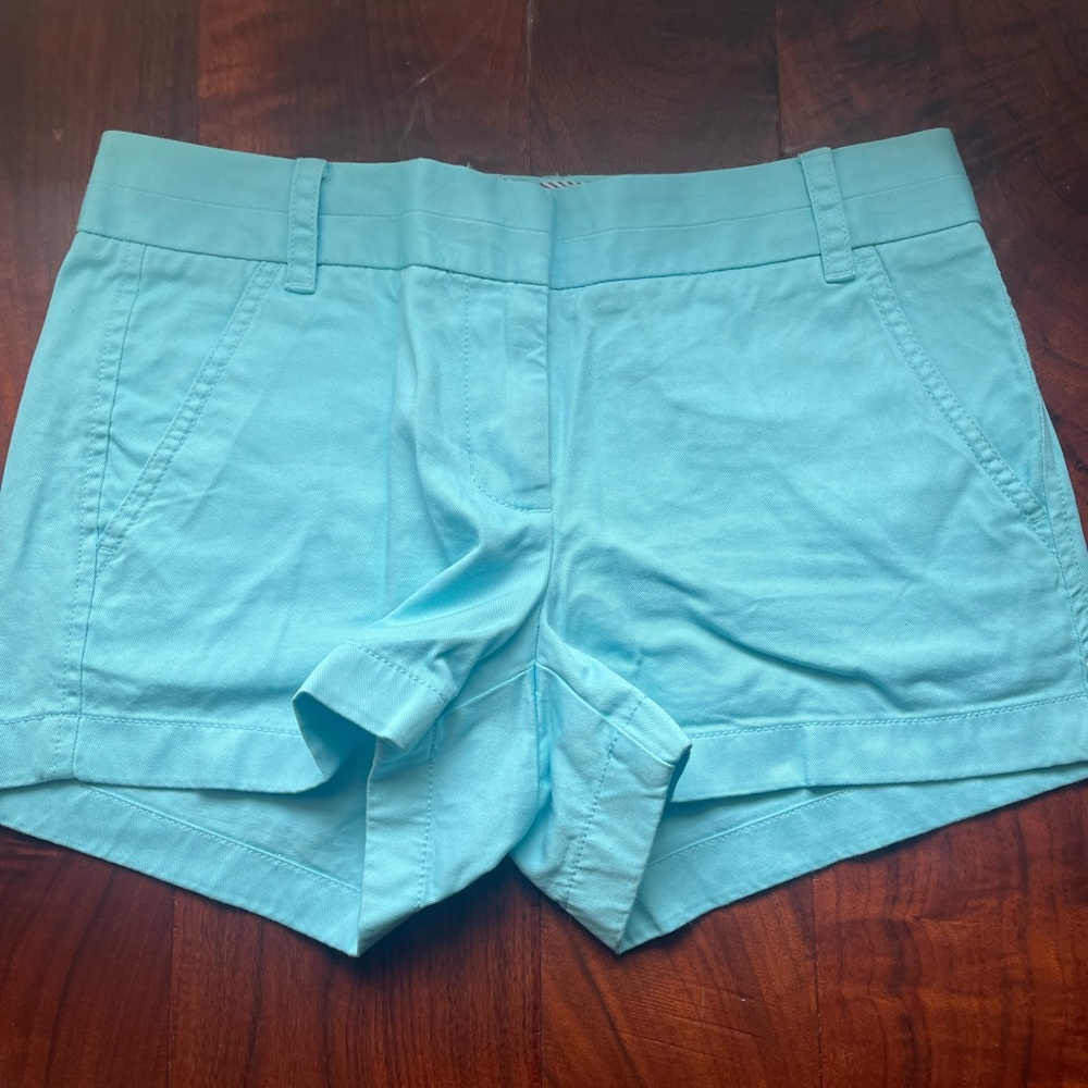 J. Crew 100% Cotton Chino Broken-In Aqua Blue Shorts 3.5”